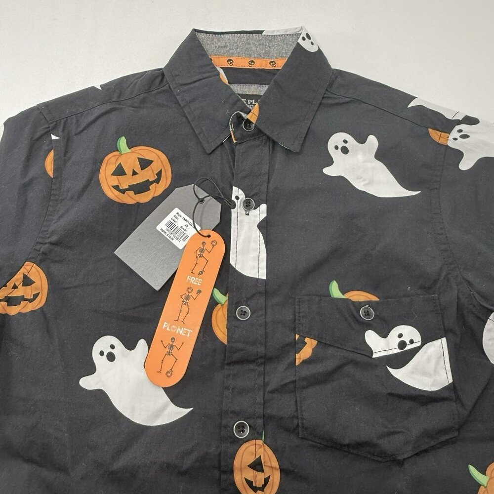 Free Planet Halloween Button Shirt Men Size XS Costume Pumpkin Ghost Casual Work - Picture 3 of 12